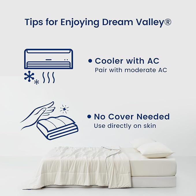 Dream Valley Outlast Cooling Comforter, Throw Size, Breathable NASA-Grade Space Technology Blanket for Hot Sleepers Night Sweats, Q-Max > 0.45, Ivory, 60"x80"