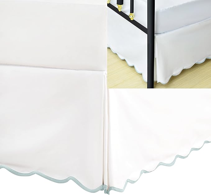 HIG King Bed Skirt - Easy Fit Scallop Edge Pleated Bedskirts with Spilt Coner, 18 Inch Drop Anti-Slip Dust Ruffle, Thick Fabric for Enhanced Privacy, Pre-Washed for Long-Lasting Use, Machine Washable