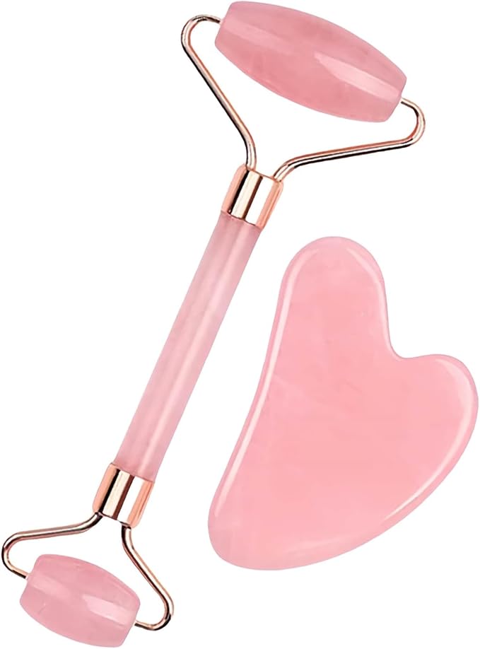 Jade Roller Massage Stick & Gua Sha Set - 100% Natural Stone Facial Massage Tools for Lymphatic Drainage, Anti-Puffiness & Glowing Skin, Spa-Quality Skincare, Gift-Ready Packaging