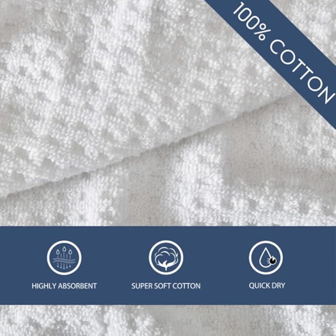 Tommy Bahama - Bath Towels, Highly Absorbent Cotton Bathroom Decor, Low Linting & Fade Resistant, Oeko-Tex Certified (Northern Pacific White, 6-Piece)