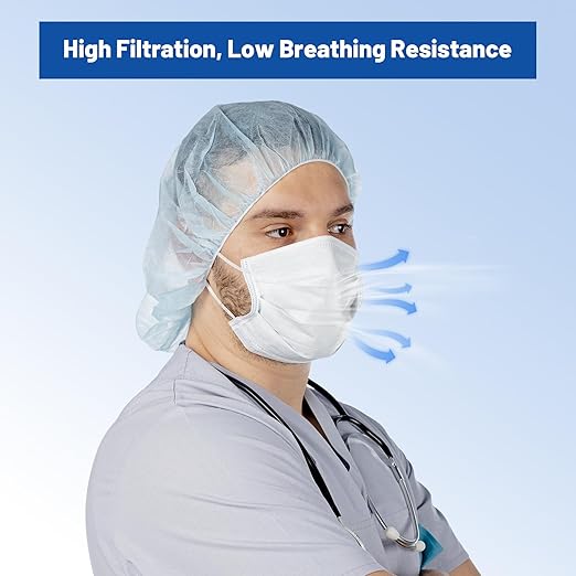 JMU 1000 Pcs Disposable Face Masks for Adults, 4-Ply ASTM Level 3 Medical Masks, White