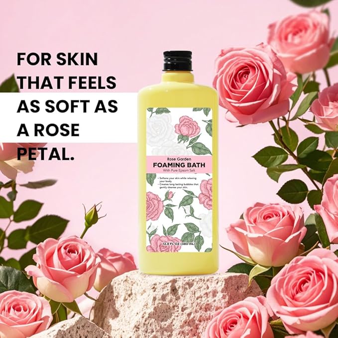 Bubble Bath for Women, Rose Scented Bubble Bath Gifts Set, Foaming Bath Mother's Day Gifts for Mom, 51.2 fl oz (Pack of 4)