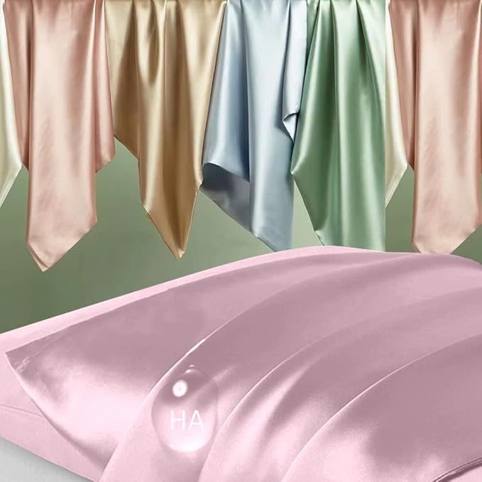 Silk Pillowcase for Hair and Skin, Mulberry Silk Pillow Cases Queen Size, Soft Anti Acne Cooling Sleep Both Sides Natural Silk Satin Pillowcases with Hidden Zipper, Gifts for Women Men, Light Pink