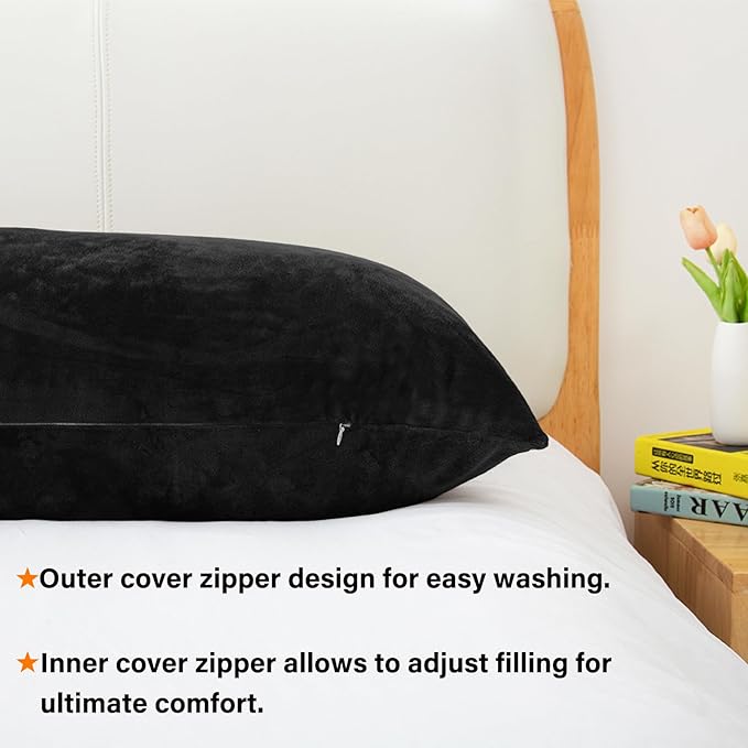 Body Pillow, Memory Foam Body Pillows for Adults Sleeping, Long Pillow for Bed, Big Large Firm Full Body Pillow for Side Sleeper, 20x54 Inch, Black