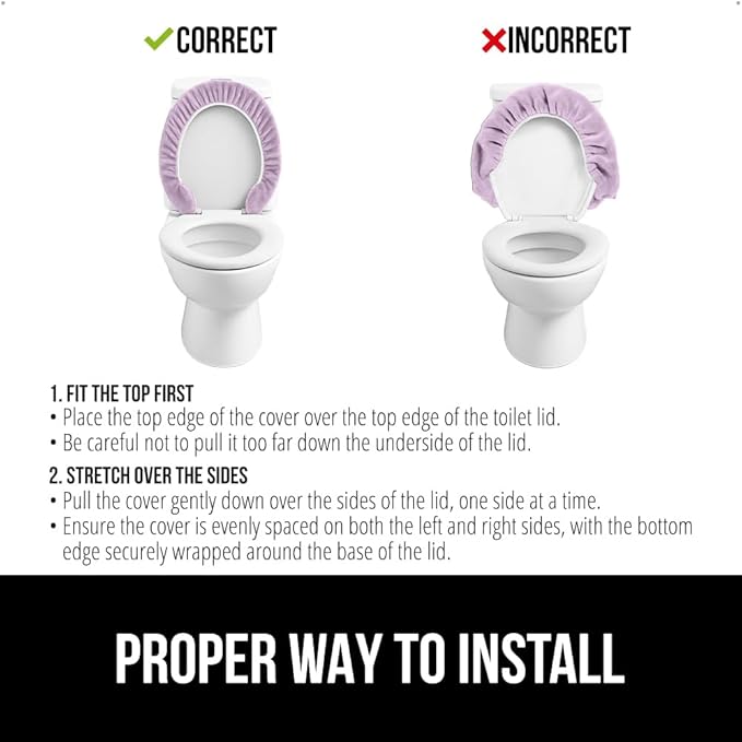 GORILLA GRIP Thick Memory Foam Bathroom Toilet Lid Seat Cover, Soft Velvet Topside, Machine Wash, Plush Cushioned Covers Fits Most Size Lids, Decorative Bath Room Accessories, 19.5x18.5, Light Purple