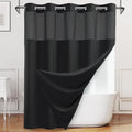 No Hook Shower Curtain with Snap in Liner, Polyester Textured Shower Curtain with Liner Set, Waterproof Washable Hotel Style Shower Curtains for Bathroom, 71Wx74H, Black
