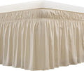 MEILA Wrap Around Bed Skirt Three Fabric Sides Elastic Dust Ruffled 14 Inch Tailored Drop,Easy to Install Fade Resistant-Beige, Twin/Full