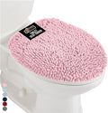 GORILLA GRIP Soft Chenille Bathroom Toilet Lid Cover, Machine Washable Seat Covers, 19.5x18.5, Stays in Place Rubber Backing, Fits Most Round, Elongated and Oblong Lids, Accessories Decor, Light Pink