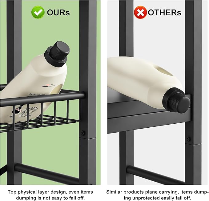 Over-The-Toilet Storage Rack, 4-Tier Bathroom Organizer Shelf Over Toilet with Adjustable Shelf and Basket, Freestanding Space Saver Bathroom Shelves Above Toilet for Room (Pure Gray)