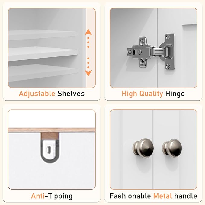 Over The Toilet Storage Cabinet, Behind Toilet Bathroom Organizer with Adjustable Shelves, Wooden Above Toilet Storage Shelf, Space Saver for Restroom, Bathroom, Laundry