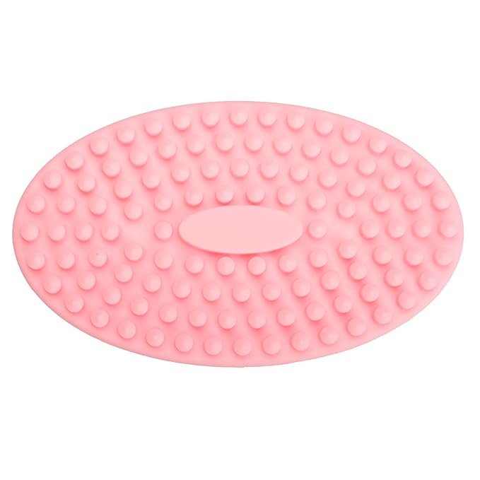 DNC Exfoliating Silicone Body Scrubber Shower Bath Body Brush Easy to Clean, Lathers Well, Eco Friendly (Pink)