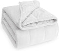 Wemore Sherpa Fleece Weighted Blanket for Adult,20 lbs Dual Sided Cozy Fluffy Heavy Blanket,Ultra Fuzzy Throw Blanket with Soft Plush Flannel Top,60 x 80 inches White on Both Sides