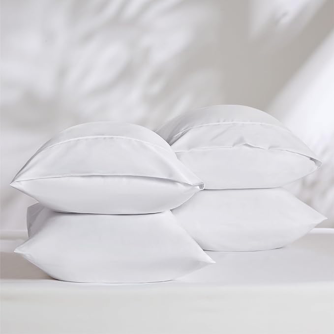 Bedsure King Size Pillow Cases Set of 4 - White Brushed Microfiber Pillowcases 4 Pack, Super Soft Pillowcase, Pillow Case Cover with Envelope Closure, Wrinkle, Fade and Stain Resistant, 20x36 Inches