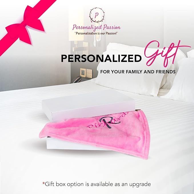 Personalized Blankets for Adults - Custom Blanket with Embroidered Name or Monogram - Soft Fleece Throw Cover for Bed & Couch - Cream (60"x80")