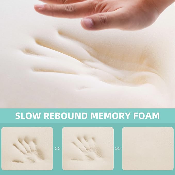 Soft Contour Memory Foam Pillow for Neck Support, Cervical Orthopedic Pillows for Sleeping, Ergonomic Bed Pillow for Side, Back and Stomach Sleepers