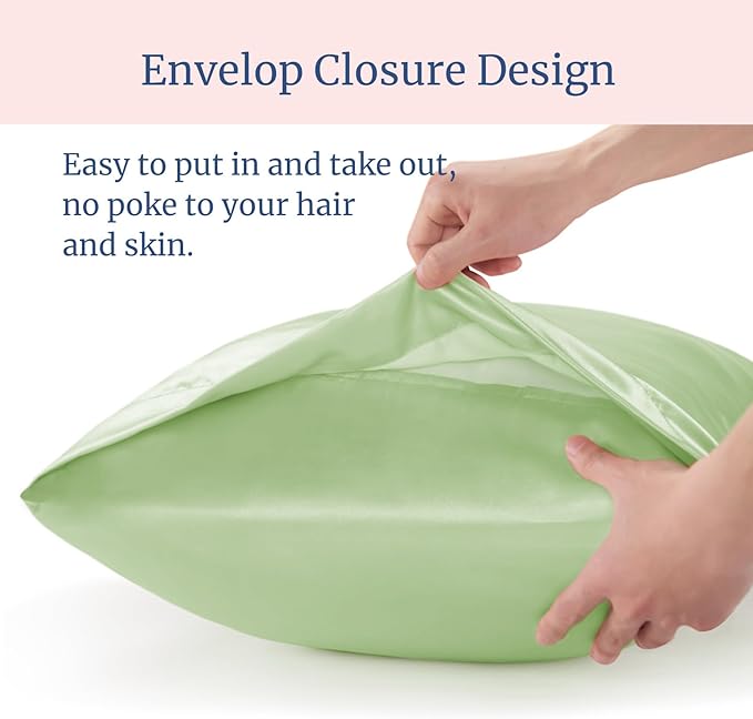 BEDELITE Satin Pillowcase for Hair and Skin, Super Soft and Cooling Similar to Silk Pillow Cases 2 Pack with Envelope Closure, Gift for Women Men(20"x40" King Size, Gleam)