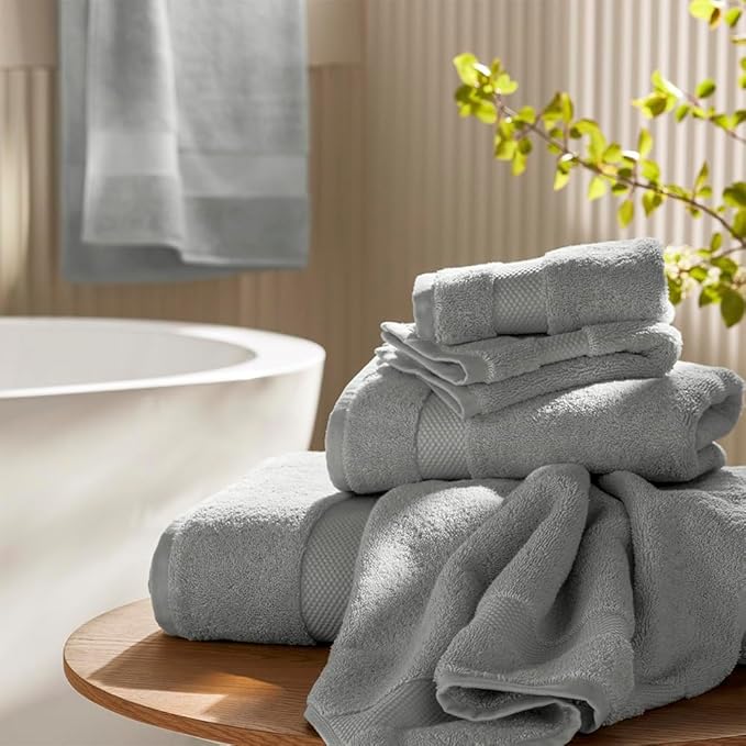 BOLL & BRANCH Plush Bath Sheet Set - Shore - 6 Piece - Includes 2 Oversized Bath Sheets, 2 Hand Towels & 2 Washcloths - 100% Organic Cotton - Ultra Soft & Luxurious - Quick Absorbing