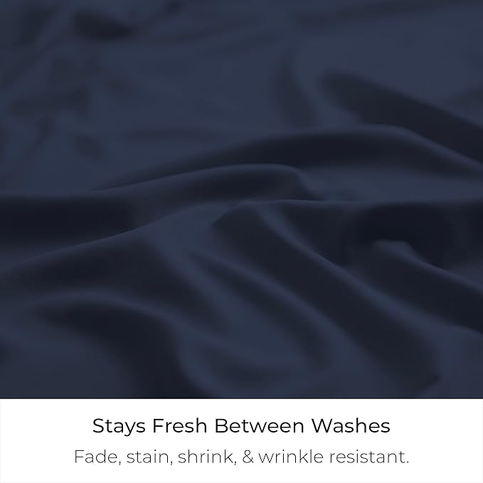 Mellanni Bed Skirt King Size - Bed Skirting - 15-Inch Tailored Drop Pleated Dust Ruffle - Hotel Luxury Bedding - Wrinkle, Fade, Stain Resistant - 1 Bedskirt (King, Navy Blue)