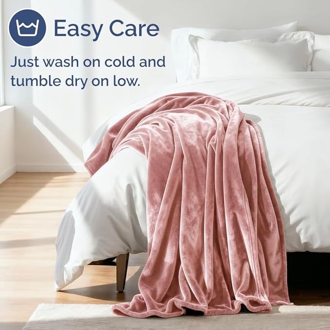 Ultra Soft Fleece Blanket Throw Size - Flannel Fleece Luxury Throw Blanket - Lightweight for Couch Bed Chair - Thick, Warm and Breathable - All Season Cozy Anti-Static Microplush Bedding, Rose Pink