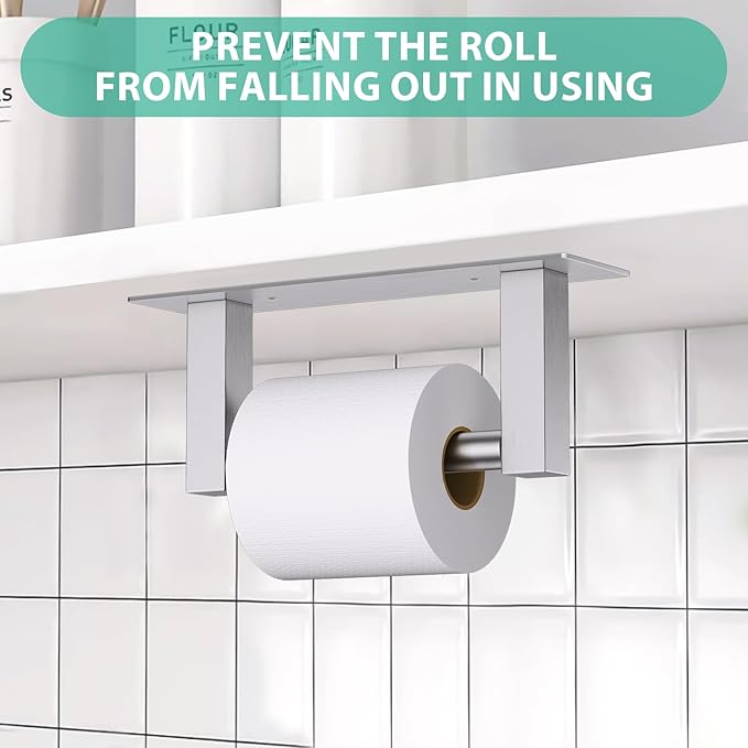 Brushed Nickel Bathroom Toilet Paper Holder Wall Mount, Stainless Steel Commercial Toilet Paper Dispenser Paper Towel Holder, Large Bathroom Toilet Tissue Roll Holder