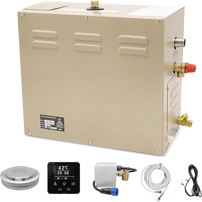 Steam shower generator,9kw Household-Commercial,Steam shower generator kit, with self-draining system,Temperature adjustable 95-131°F,Applicable space 315～350ft3(9KW)