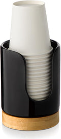Ceramic Bathroom Cups Dispenser - 3 oz Disposable Paper & Plastic Bathroom Cups Holder - Mouthwash Cups Dispenser for Bathroom, Guest Toiletries, Countertop - BPA Free, Kids Safe (Black)