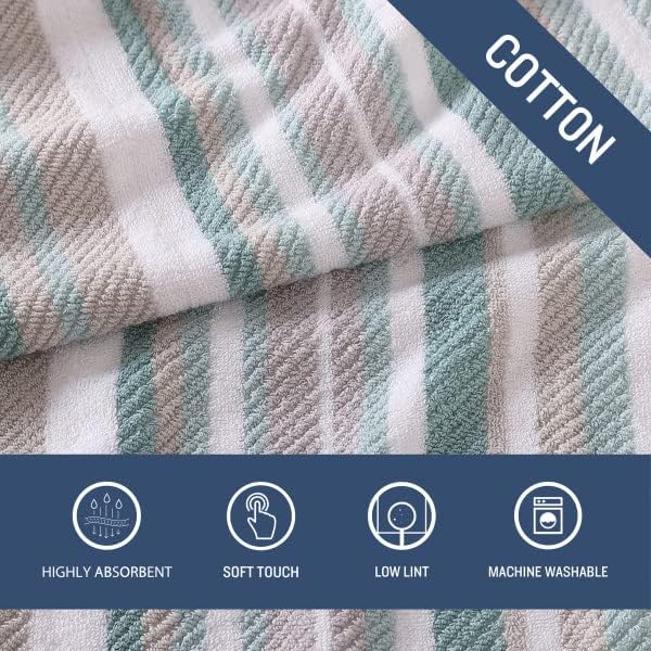 Tommy Bahama - Bath Towels, 100% Soft & Absorbent Cotton Terry Loop with Twill Texture, Low Linting & Fade Resistant, Medium Weight Bathroom Towels (Ocean Bay Blue, 3 Piece)