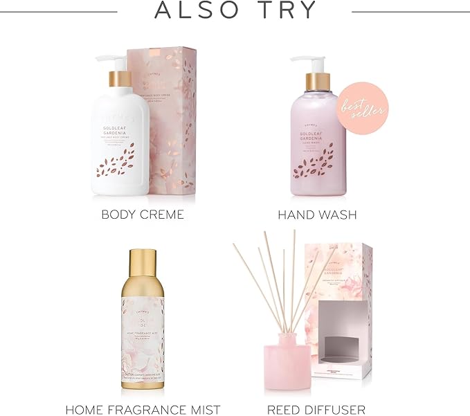 Thymes Aromatic Jar Candle - Goldleaf Gardenia Scented Candle for a Floral Home Fragrance - Matte White Candles (7.5 oz)