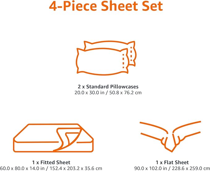 Amazon Basics Lightweight Super Soft Easy Care Microfiber 4 Piece Bed Sheet Set with 14-Inch Deep Pockets, Queen, Taupe Stripe, Striped