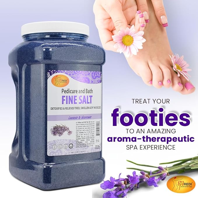 SPA REDI - Detox Foot Soak Pedicure and Bath Fine Salt, Lavender and Wildflower, 128 Oz - Made with Dead Sea Salts, Argan Oil, Coconut Oil, and Essential Oil, Hydrates, Softens and Moisturizes