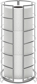 NearMoon Toilet Paper Organizer Stand, Free Standing 3 Rolls Tissue Storage, Metal Bathroom Accessory, Rustproof Toilet Roll Holder for Kitchen Countertop Inside Cabinet Shelf(Metal Base, Chrome)