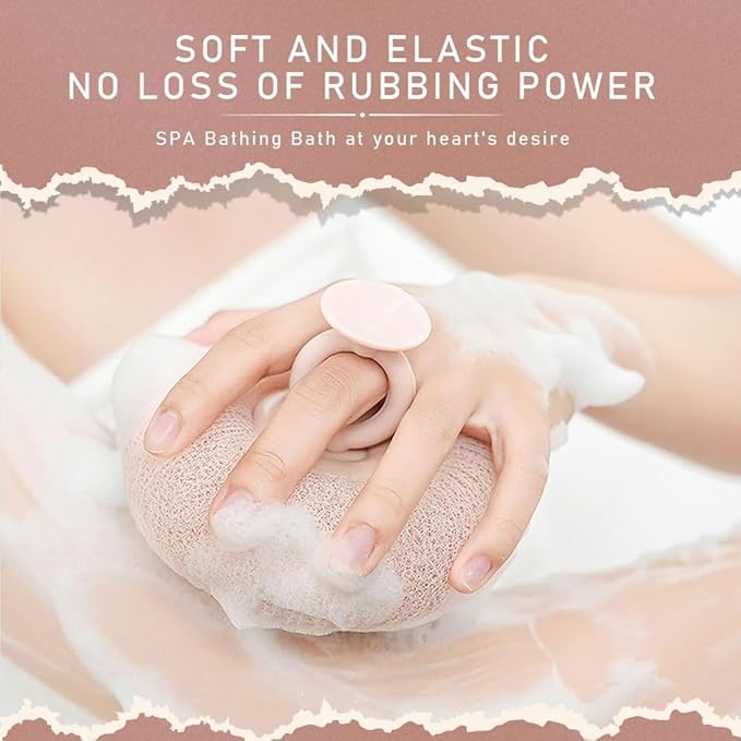 Super Soft Sunflower Suction Cup Bath Ball, ponge Mesh Pouf Shower Ball for Women, Men Shower,2024 Upgraded 2-in-1 Sunflower Bath Ball,Exfoliating Bath Sponge Cleaning Brush. (Apricot+Purple)