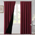 H.VERSAILTEX 100% Blackout Curtains for Bedroom Thermal Insulated Blackout Curtains 84 Inches Long Rod Pocket Window Drapes for Living Room with Black Liner 2 Panels Set, Burgundy