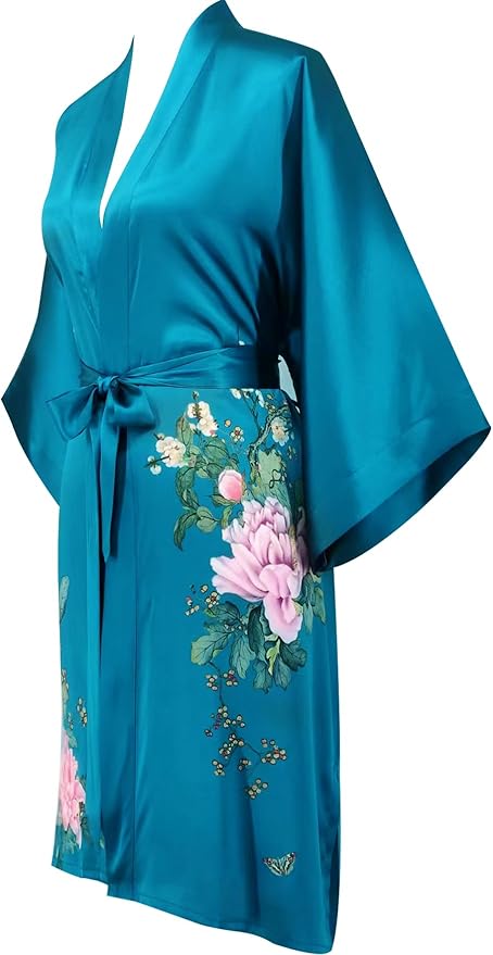 women's 100% silk kimono, short bathrobe pajamas, kimono pajamas