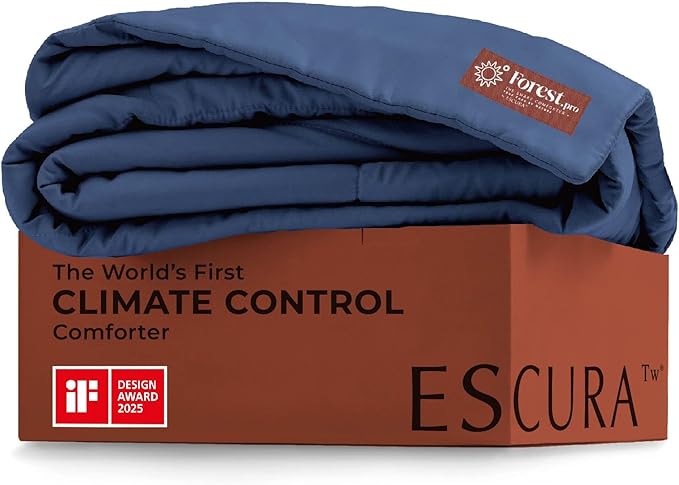 ESCURA Tw® Climate Control Comforter, Twin/Twin XL, German Patented PCM Down Alternative All-Season Design for Hot Sleepers & Night Sweats, Bamboo Lightweight Breathable Hypoallergenic Blanket