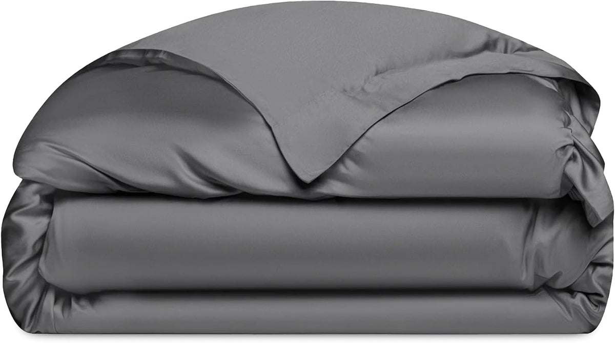 Cozy Earth Luxury Duvet Cover Queen - 100% Viscose from Bamboo - Ultra-Soft, Cooling & Lightweight Duvet Cover - Temperature-Regulating Bedding with Concealed Zip & Interior Snap Closures - Charcoal