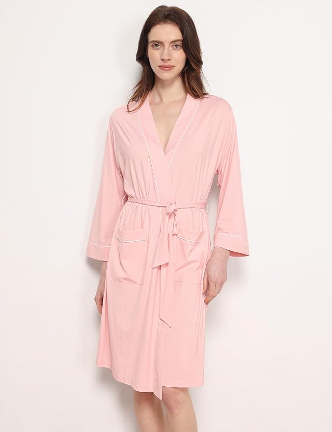 GYS Premium Viscose from Bamboo Robe for Women Long Sleeve Bathrobes Soft Kimono Robes