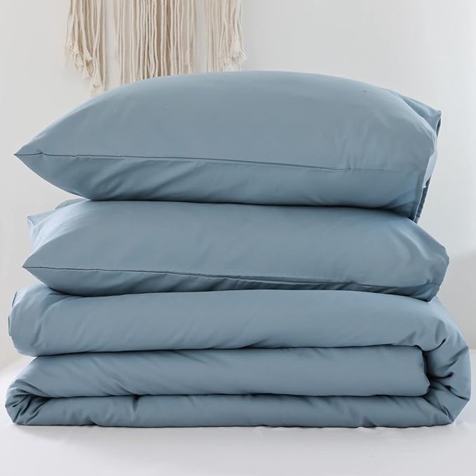 ROSGONIA Comforter Full Size for Boys Teen Girls Dusty Blue, 3pcs (1 Boho Comforter & 2 Pillowcases), Lightweight Dorm Bedding Soft All Season Bed Set