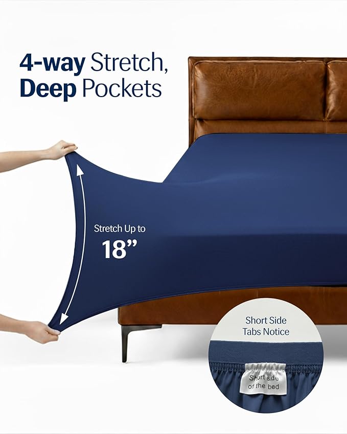 REST® Evercool®+ Starter Sheet Set, Queen, Blue, Breathable Bed Sheets for Hot Sleeper and Night Sweats, with Pillowcases, with Ionic+ Self-Cleaning Silver Yarn for Sensitive Skin, 3PCS No Flat Sheet