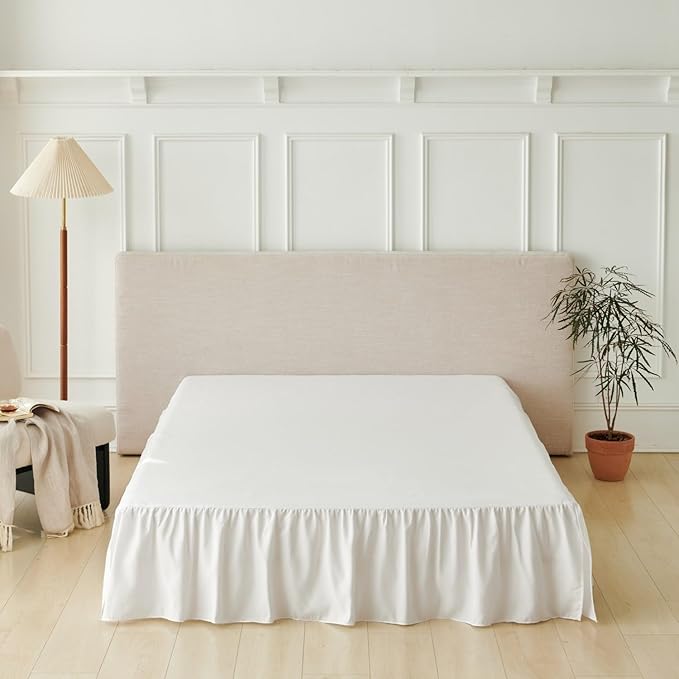 Bed Skirt Twin Size Ruffled Bed Skirt with Split Corners, Bed Skirts 12 Inch Drop, Bed Skirting with Platform, White, 12'' Twin