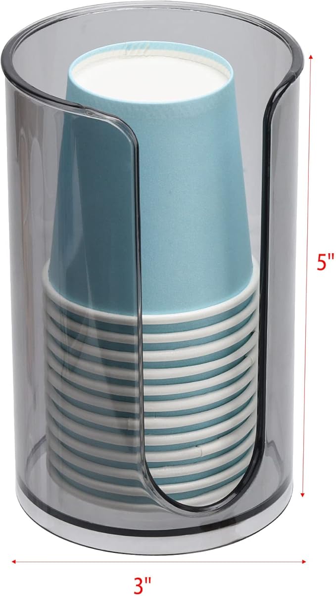 LoveBB Small Paper Cup Dispenser - Disposable Cup Storage Holder for Bathroom Vanity Countertop's Rinsing/Mouthwash Cups, Black