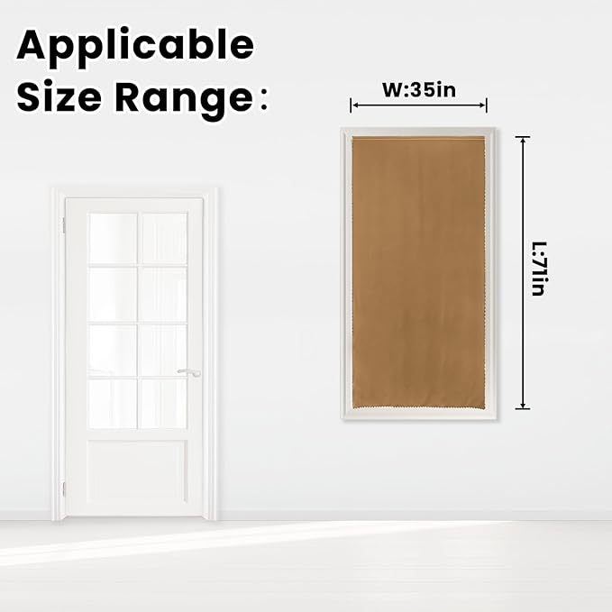 Self Adhesive Curtains, Stick Curtain Blackout Shades Window Cover Curtains for Living Room No Drilling, 35" W X 71" L, Brown, 1 Panel