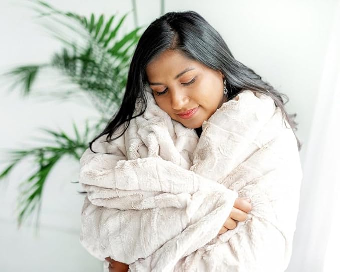 Minky Couture Sorbet Blanket - Ultra-Soft Throw for Silky Smooth Comfort - Premium Decorative Throw - Midweight, Breathable Fabric - Machine Washable Adult, Almond Croissant