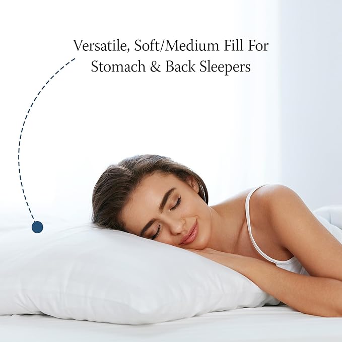 DOWNLITE 10-Pack Set of King Size Hypoallergenic Down Alternative Bed Pillows – Soft/Medium Density, for Stomach & Back Sleepers – Machine Washable & Dryable – Assembled in The USA