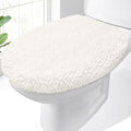 OLANLY Soft Chenille Bathroom Toilet Lid Cover, Machine Washable Seat Covers, 17.5x15, Stays in Place Rubber Backing, Fits Most Round, Elongated and Oblong Lids, Accessories Decor, Ivory