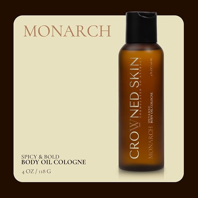 Crowned Skin Monarch Body Butter Cologne and Body Oil Cologne Bundle | Moisturizing Skin Care Set with Spicy and Bold White Musk & Cedarwood Scent | Natural Shea & Mango Butters | All-Day Fragrance