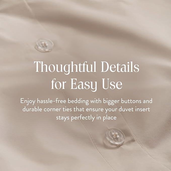 Brooklinen Luxury Sateen Duvet Cover - 100% Cotton, King/California King Size in Pebble with Extra-Long Corner Ties and Button Closure - Best King/Cali King Duvet Covers