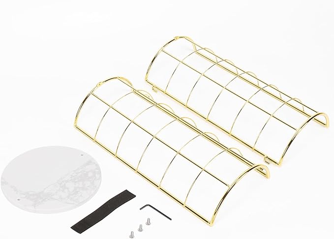 NearMoon Toilet Paper Organizer Stand, Free Standing 3 Rolls Tissue Storage, Metal Bathroom Accessory, Rustproof Toilet Roll Holder for Kitchen Countertop Inside Cabinet Shelf(Marble Base,Gold)