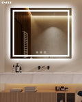 oneup 48''x40'' Bathroom Mirror with Lights,Front Lighted Bathroom Mirrors for Wall,Anti-Fog Smart Vanity Mirror,Touch Button and Memory Function,Dimmable 3-Color Lights