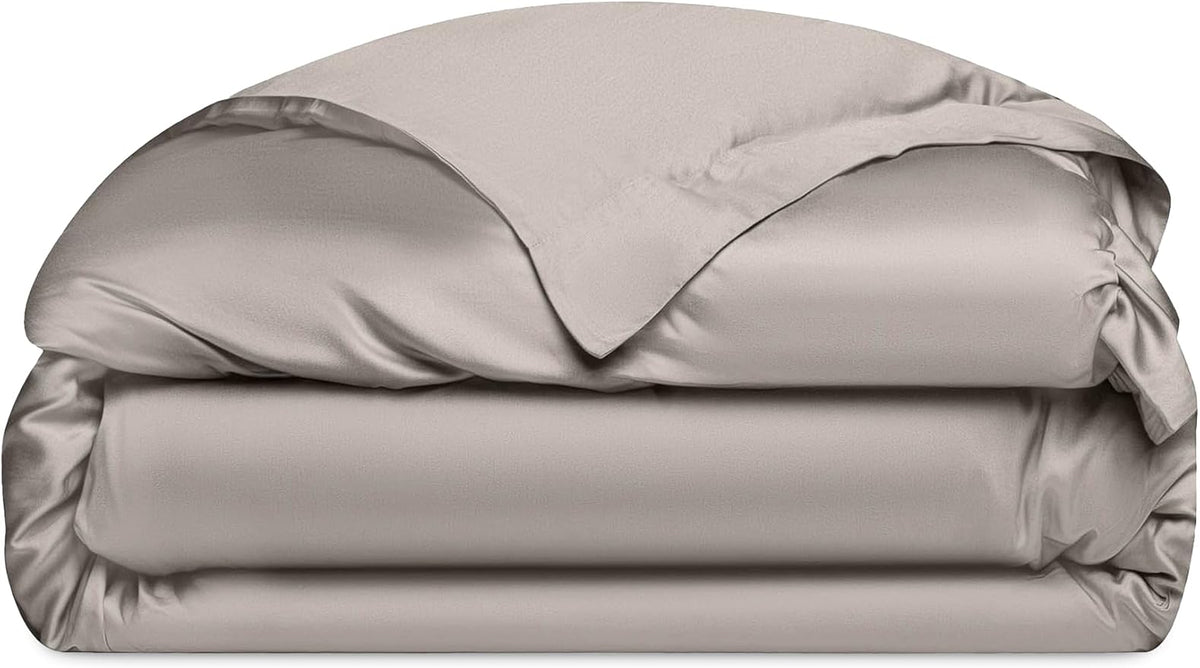 Cozy Earth Luxury Duvet Cover Twin - 100% Viscose from Bamboo - Ultra-Soft, Cooling & Lightweight Duvet Cover - Temperature-Regulating Bedding with Concealed Zip & Interior Snap Closures - Driftwood